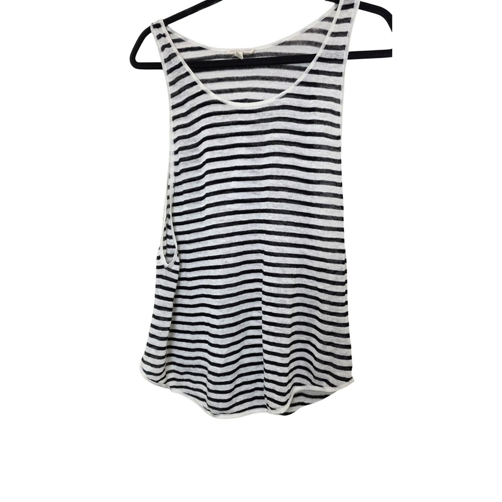 Eileen Fisher Black & White Striped Tank Size PS Lightweight Italian Linen Blend